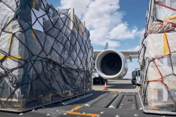 Air cargo being loaded onto aircraft