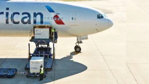 American Airlines Cargo plane with freight being loaded