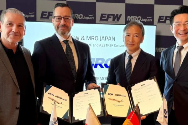 Elbe Flugzeugwerke (EFW), the Centre of Excellence for Airbus Passenger-to-Freighter (P2F) conversions, and MRO Japan (MJP) have all entered into a partnership in passenger-to-freighter (P2F) conversions that will make MJP Japan's first conversion site for the new-generation Airbus narrowbody P2F aircraft.
