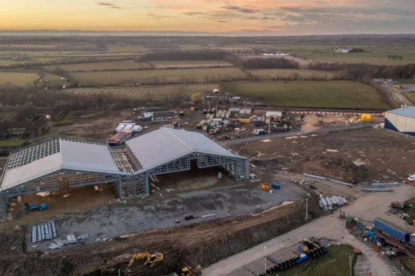 Construction is well underway on a major new twin-bay hangar at Teesside International Airport.